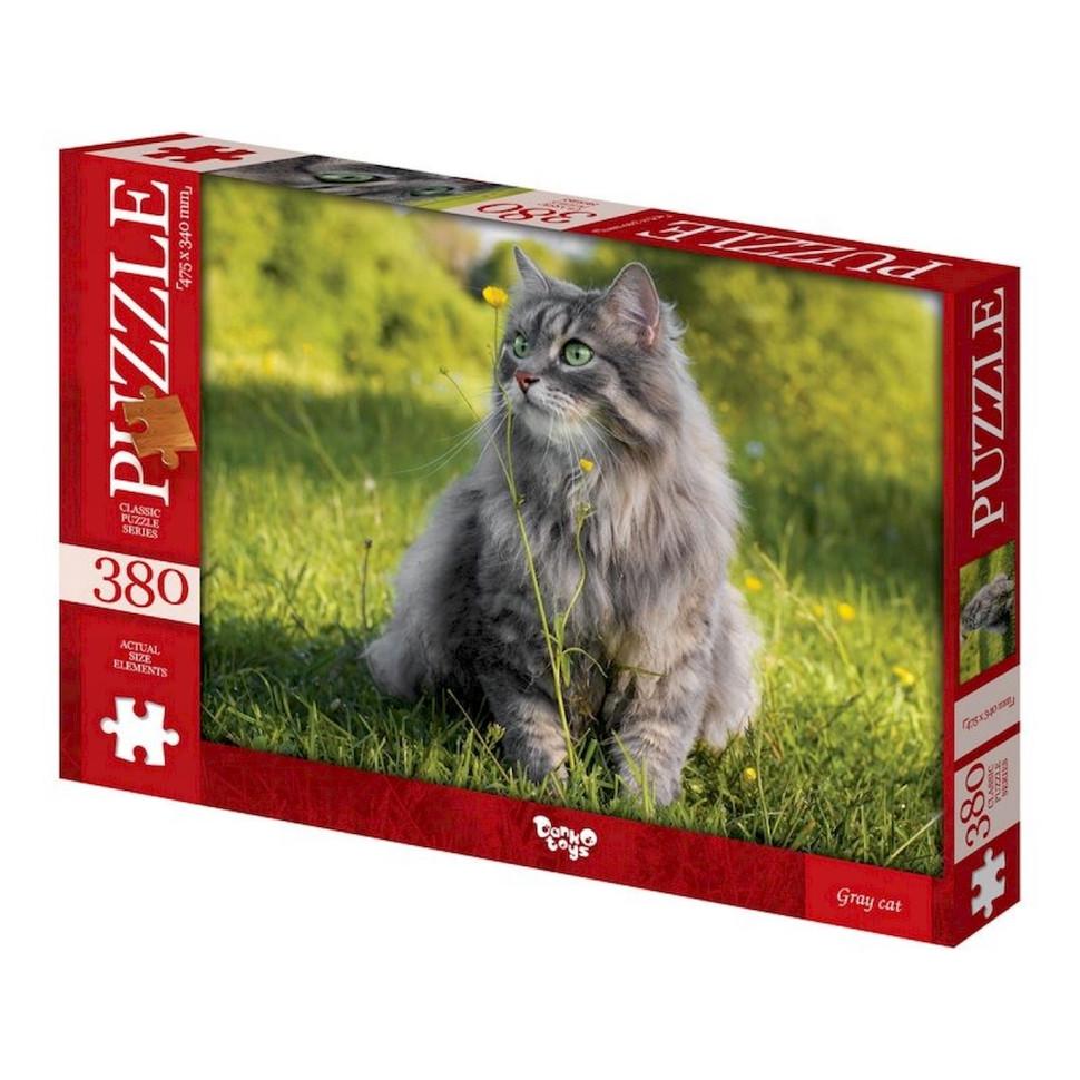 Пазлы классические Danko Toys Серый кот 380 эл. (IP-177-P-1204)