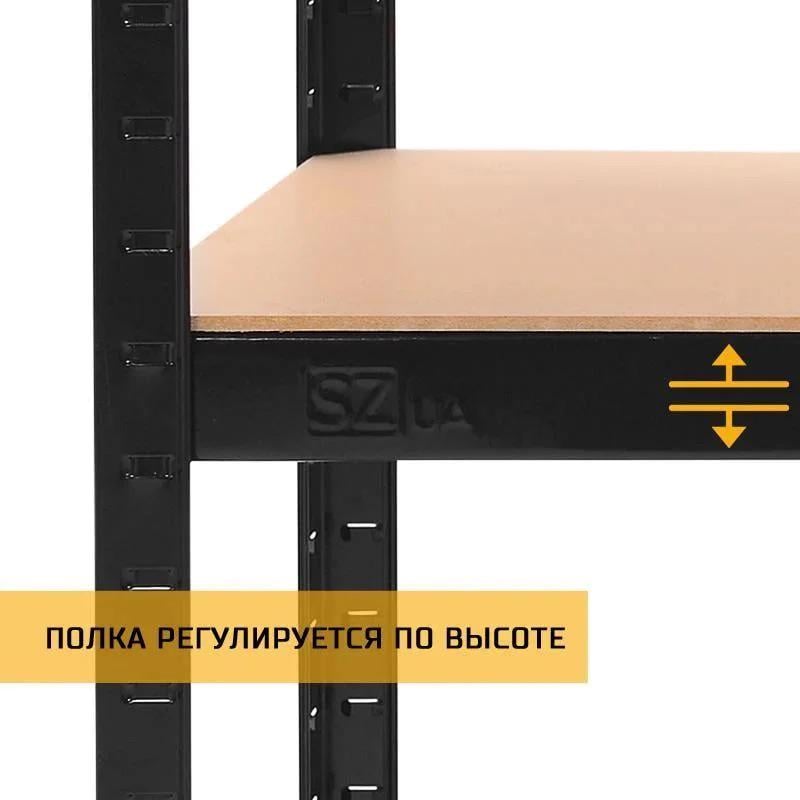 Стеллаж металлический БОНА 180х90х40 см окрашен на 5 полок из МДФ Черный (379526) - фото 3 Стеллаж металлический БОНА 180х90х40 см окрашен на 5 полок из МДФ Черный (379526) - фото 3