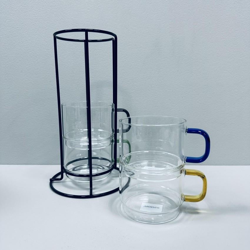 Набір чашок Ardesto AR2635BS з боросилікатного скла на металевій підставці 350 мл 4 шт. Прозорий (2672769943) - фото 2 Набір чашок Ardesto AR2635BS з боросилікатного скла на металевій підставці 350 мл 4 шт. Прозорий (2672769943) - фото 2