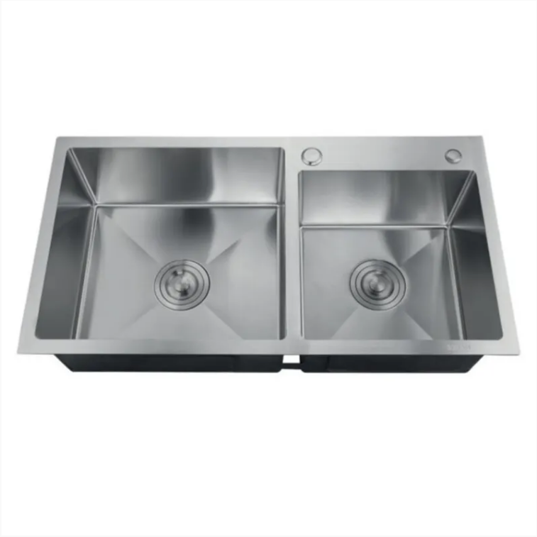 Мийка кухонна Zerix ZH7843D-215-SUS304 нержавіюча сталь 3,0/0,8 мм інтегрована з двома чашами (MX1593)
