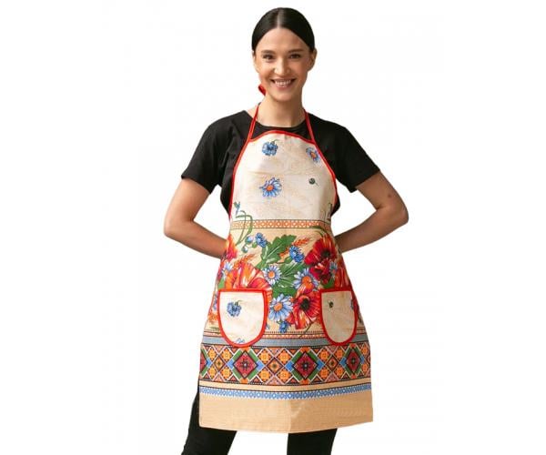 Фартук льняной Мак-колосок 75х55 см