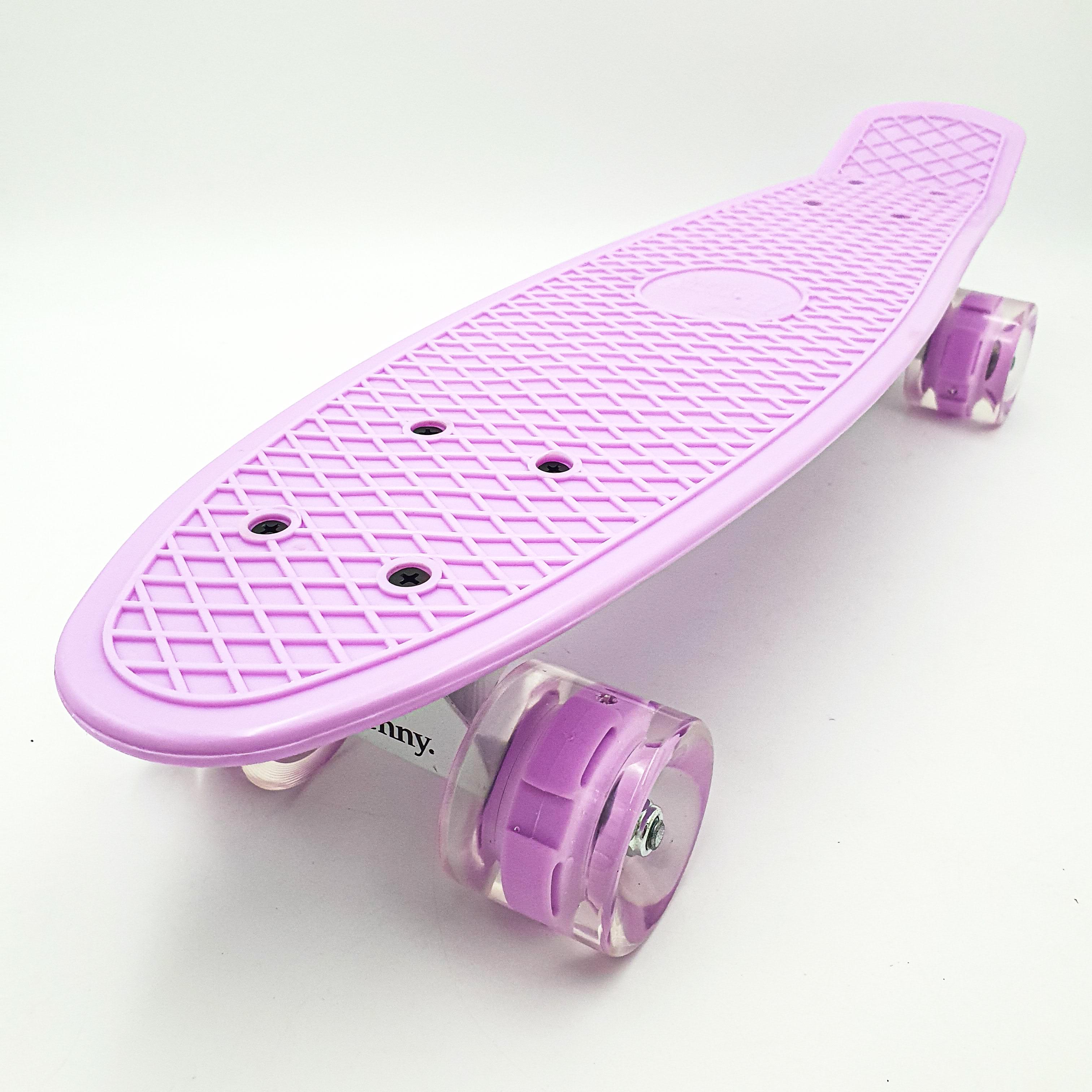 Скейтборд Penny Board Pastel Series ABEC 7 55х15 см до 80 кг со светящимися колесами Лиловый (857aff9e)