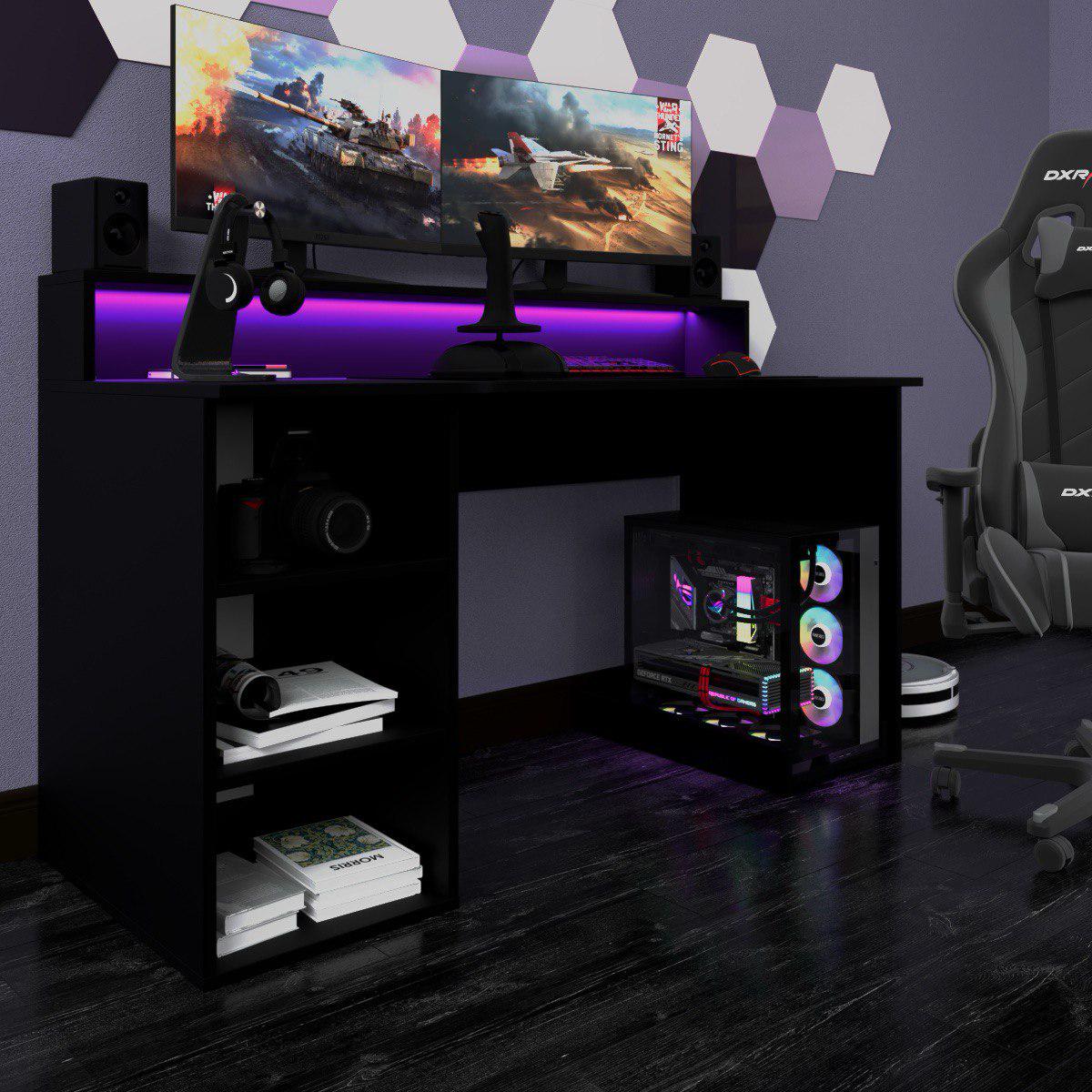 Компьютерный стол Mebellini Маршал NEW 1100х710/860х600 мм Черный (арт.SKEP1000-171)