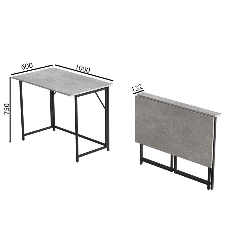 Стіл розкладний Ferrum-decor Moris метал/ДСП Чорний/Бетон (FRD-104675) - фото 2 Стіл розкладний Ferrum-decor Moris метал/ДСП Чорний/Бетон (FRD-104675) - фото 2