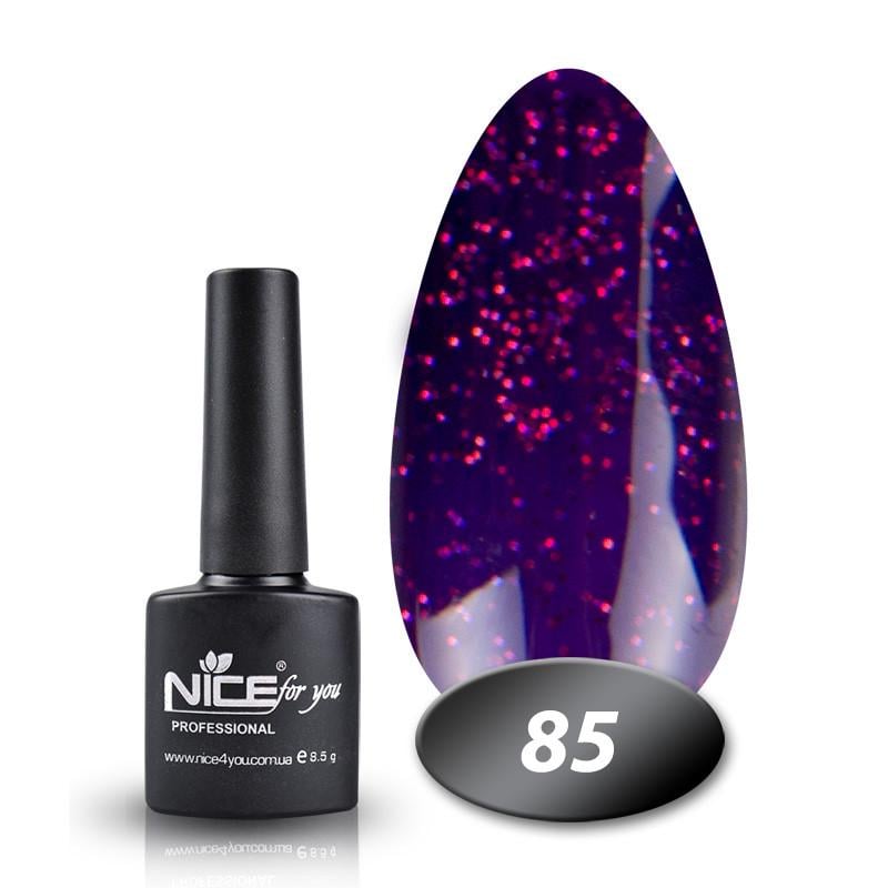 Гель-лак Nice for you Основна палітра 8,5 г №085 Темно-фіолетовий з голографічними блискітками - фото 1 Гель-лак Nice for you Основна палітра 8,5 г №085 Темно-фіолетовий з голографічними блискітками - фото 1