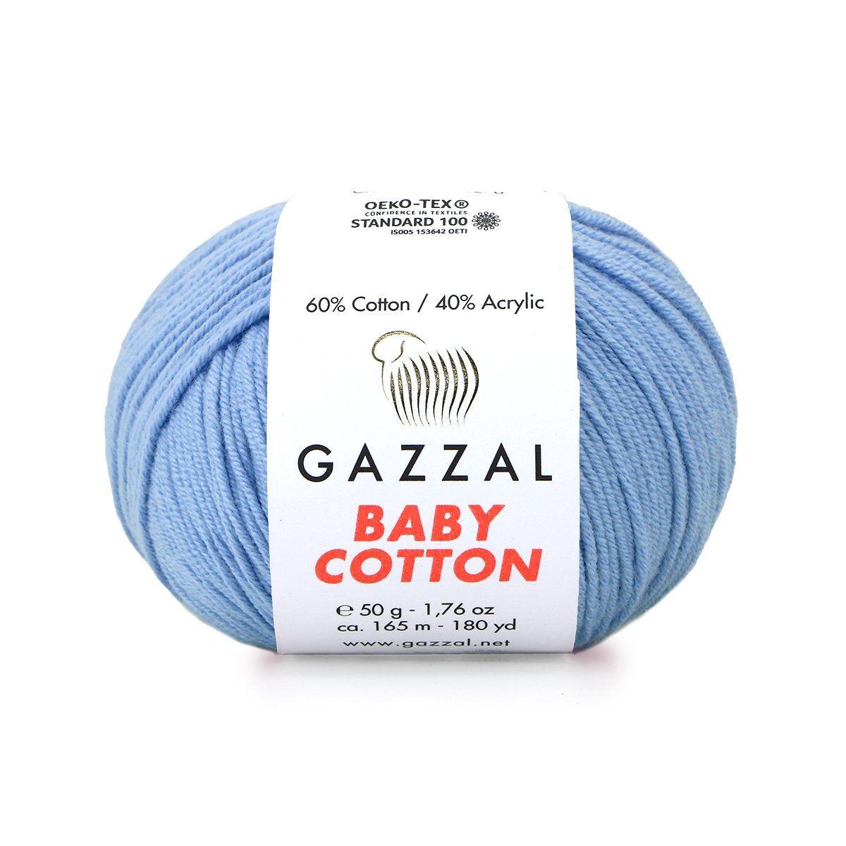 Пряжа Gazzal Baby Cotton 3423 Голубой