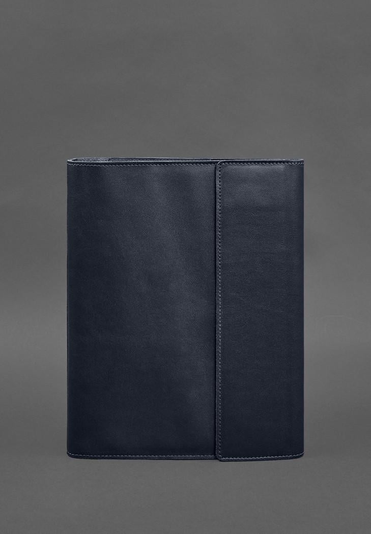 Шкіряна папка для документів сімейна А4 на сегрегаторі з файлами Темно-синій (A-028630)