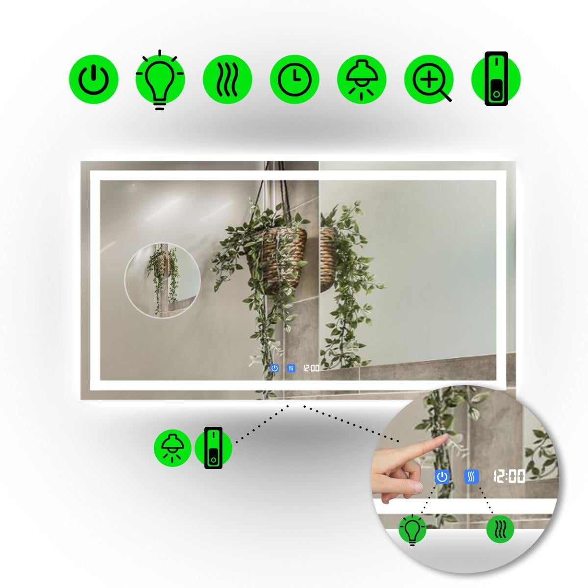 Зеркало с LED подсветкой Karnet с двумя сенсорами/часами и механическим включателем 80x60 см (Karnet/800x600/5191-24/22/1) Зеркало с LED подсветкой Karnet с двумя сенсорами/часами и механическим включателем 80x60 см (Karnet/800x600/5191-24/22/1)