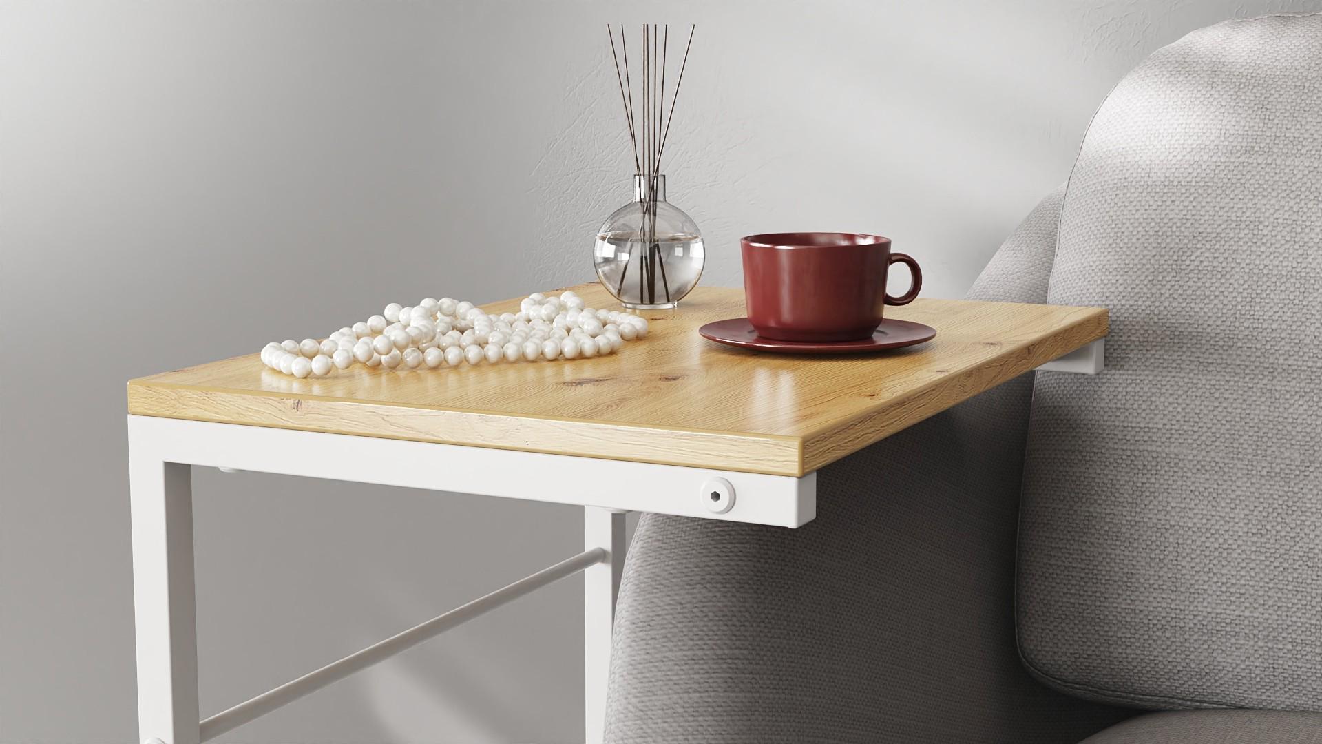 Столик Ferrum-decor Террі метал/ДСП 16 мм 650x440x330 мм Білий/Дуб Артізан (FRD-104660) - фото 5