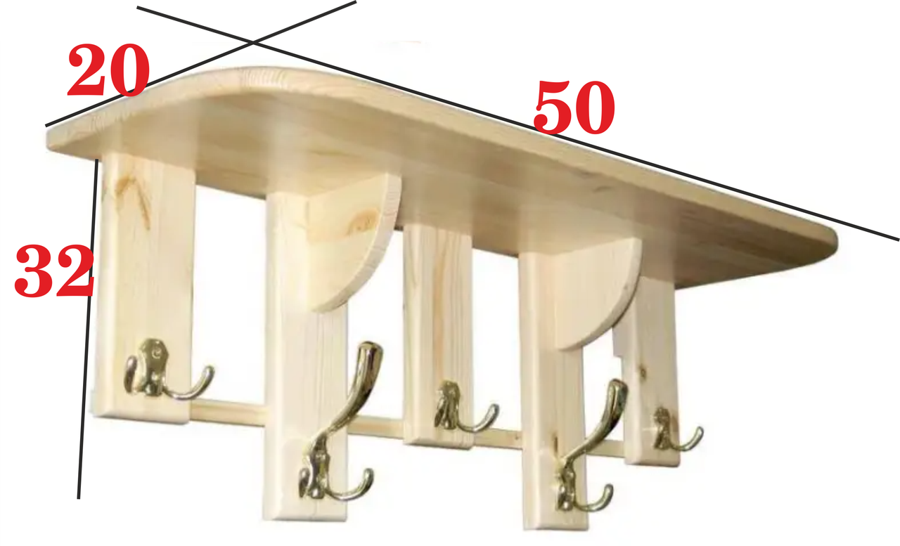 Вешалка из липы 50х32х20 см (23132913) - фото 2