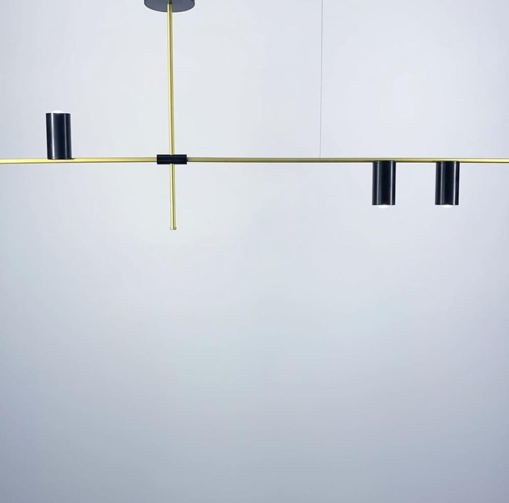 Светильник удлиненный в корпусе с 3-мя черными спотами Золотой (LF_Y 8857B-3)