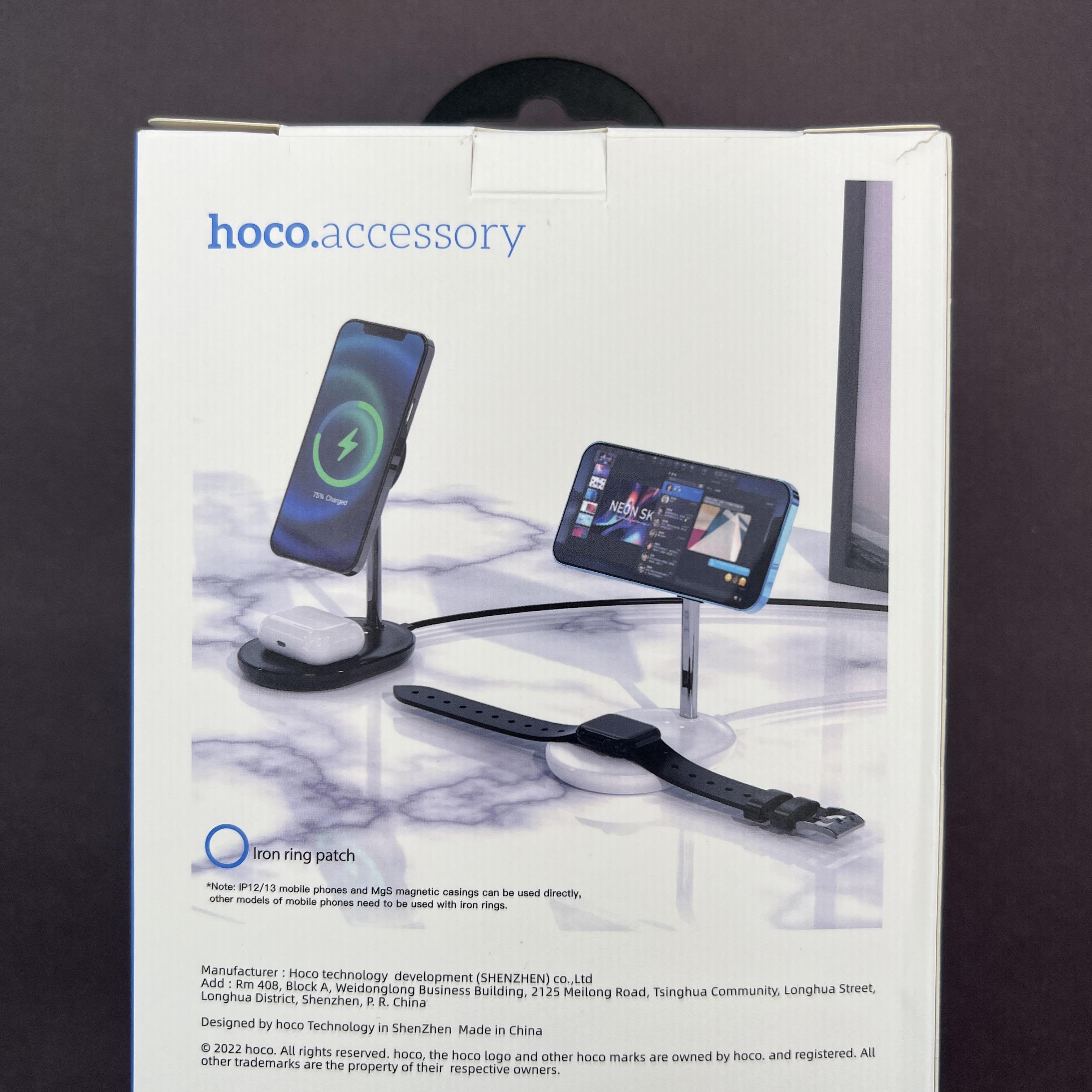 Зарядное устройство беспроводное Hoco CW40 18W Magsafe 2в1 быстрая зарядка/настольный держатель (477037) - фото 4