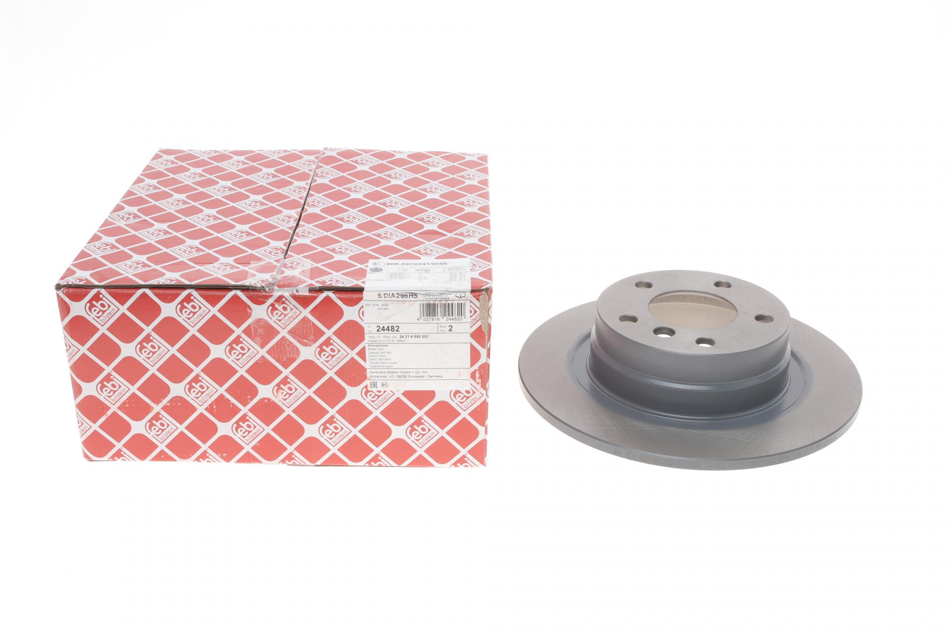 Диск тормозной задний FEBI BILSTEIN для BMW 1 E81/E87/3 E90/E92 05-13 296x10,5 мм (24482)