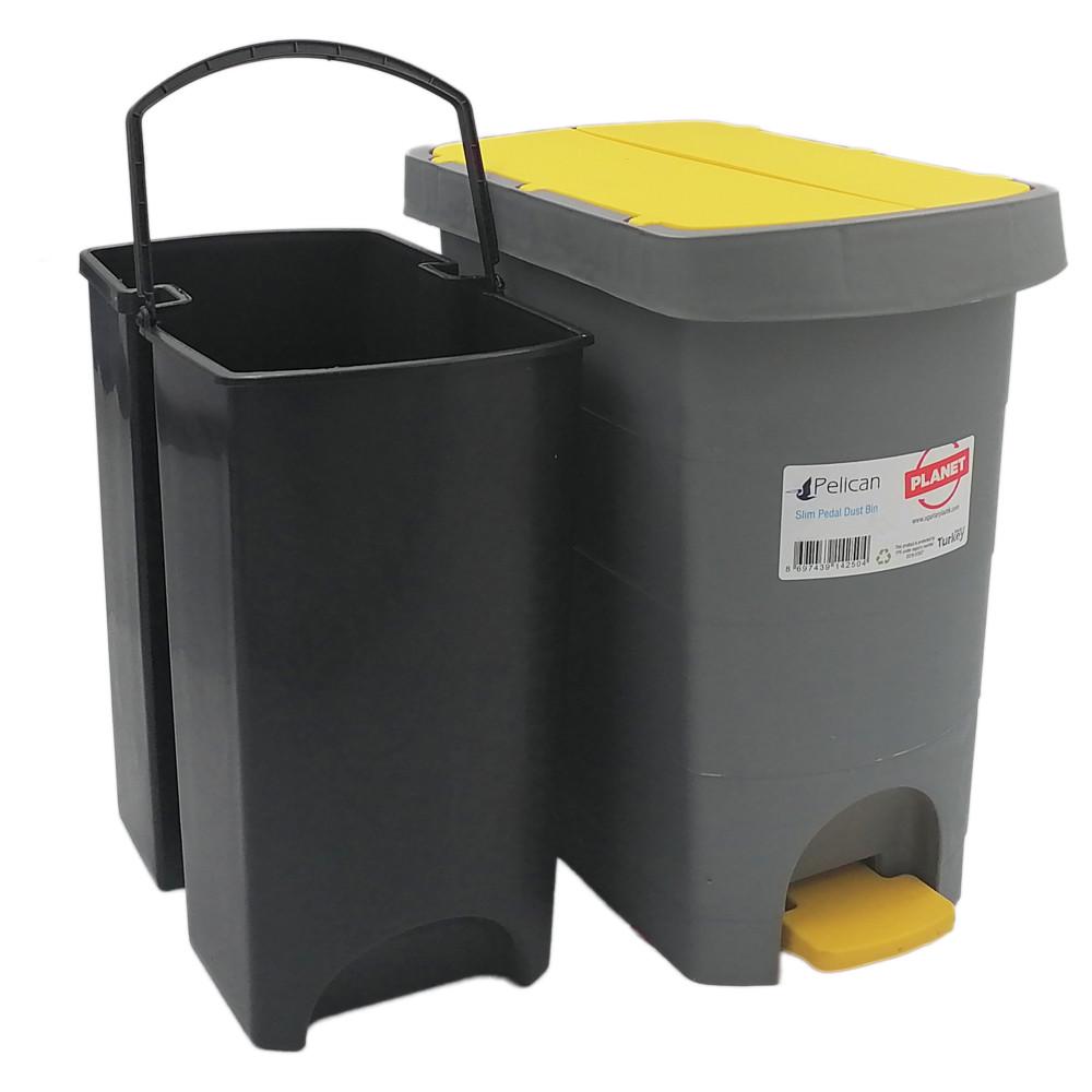 Ведро с педалью Planet Pelican 20 л Серо-желтый - фото 3 Ведро с педалью Planet Pelican 20 л Серо-желтый - фото 3