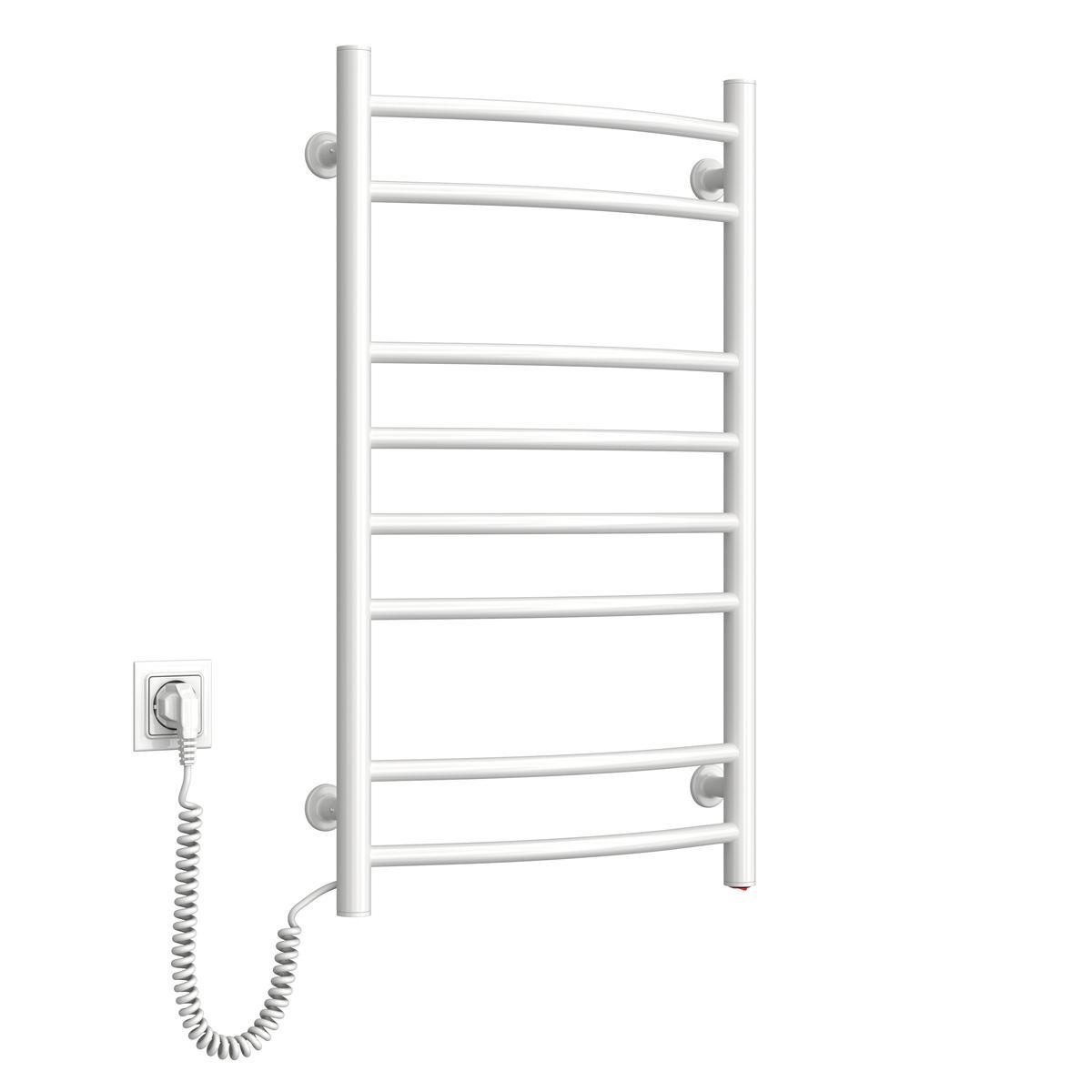Полотенцесушитель электрический NAVIN Камелия с кнопкой шнур слева из углеродистой стали 480х800 мм Белый (771512053)