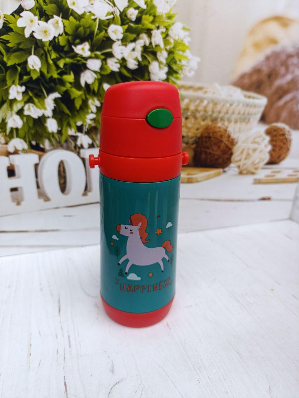 Термос детский Stenson MT-2090-50-4 с трубочкой из нержавеющей стали 500 мл Красно-Зеленый (MT-2090-50-4)