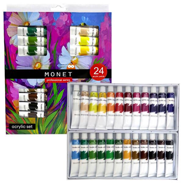 Набір акрилових фарб Monet Квітковий туби в картоні 24 шт./12 мл Різнокольоровий (346088) - фото 2 Набір акрилових фарб Monet Квітковий туби в картоні 24 шт./12 мл Різнокольоровий (346088) - фото 2