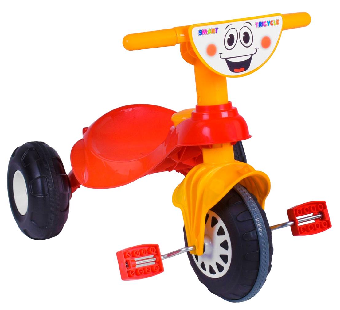 Детский велосипед трехколесный Pilsan Smart Tricycle пластиковый с клаксоном Желтый Красный (07-132)