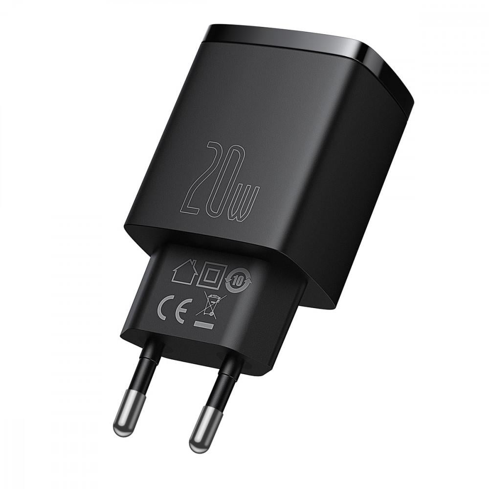 Зарядний пристрій мережевий BASEUS Type-C USB 20W Compact Quick Charger Black (CCXJ-B01) - фото 2