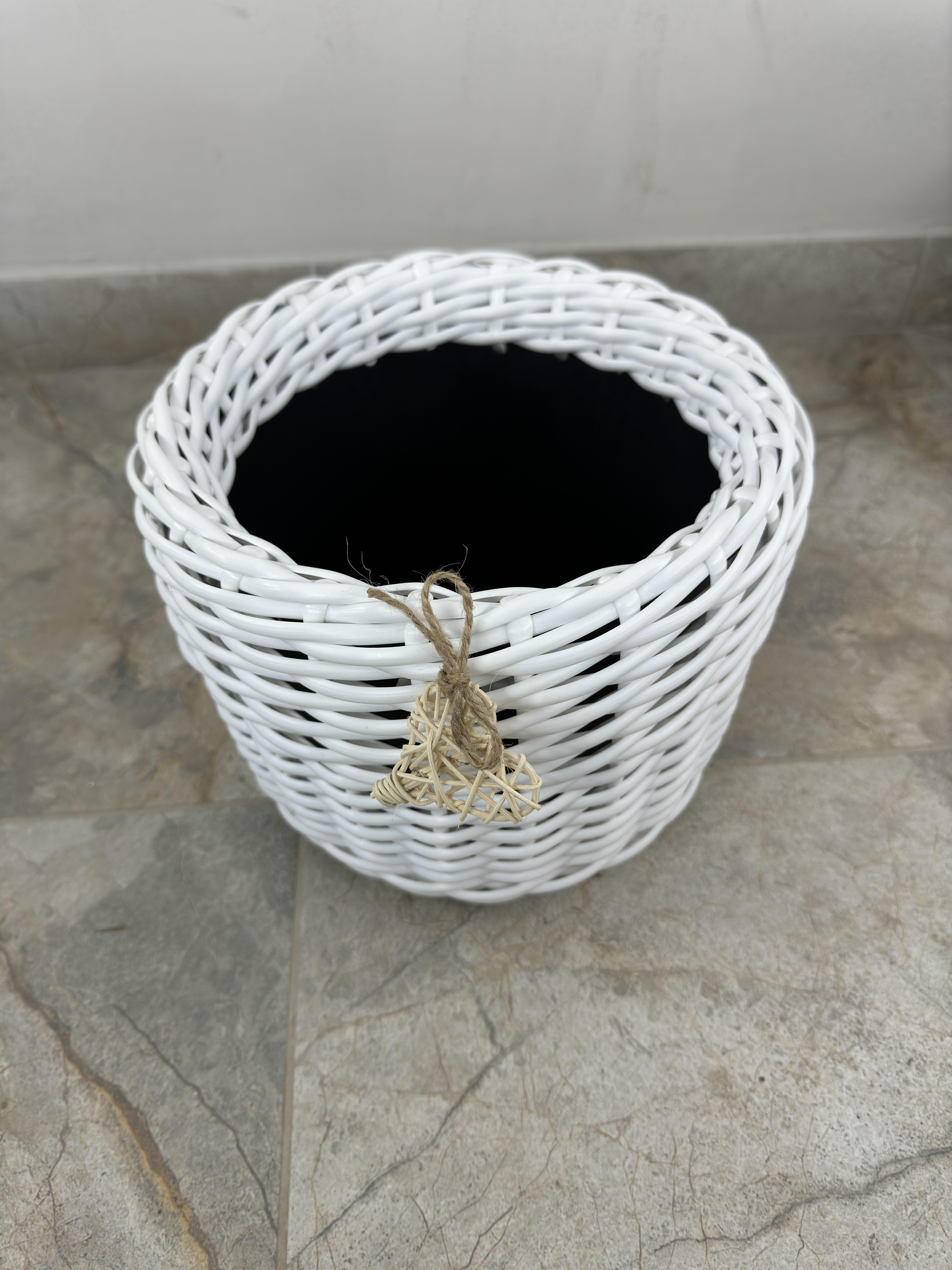 Кашпо из искусственного ротанга ручной работы 5 л Белый (32741) - фото 3
