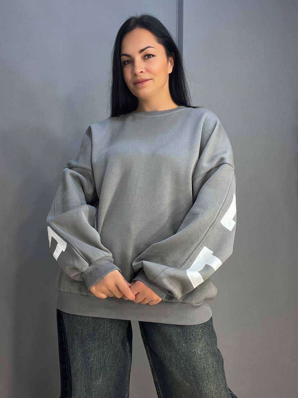 Світшот жіночий DAVRAS 6000 PLEASED подовжений утеплений на флісі OS Сірий (1247) - фото 1 Світшот жіночий DAVRAS 6000 PLEASED подовжений утеплений на флісі OS Сірий (1247) - фото 1