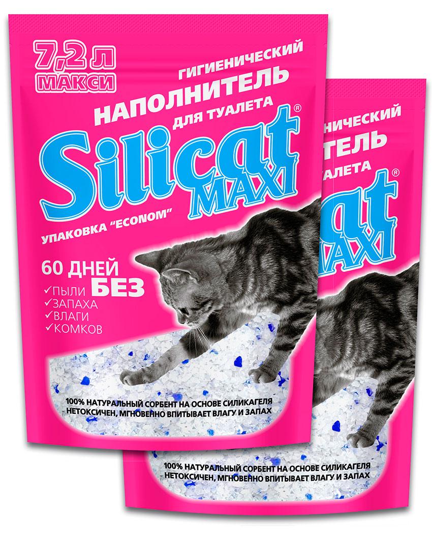 Наповнювач для котячого туалету Silicat Maxi силікагелевий 7,2 л x 2 шт. 14,4 л