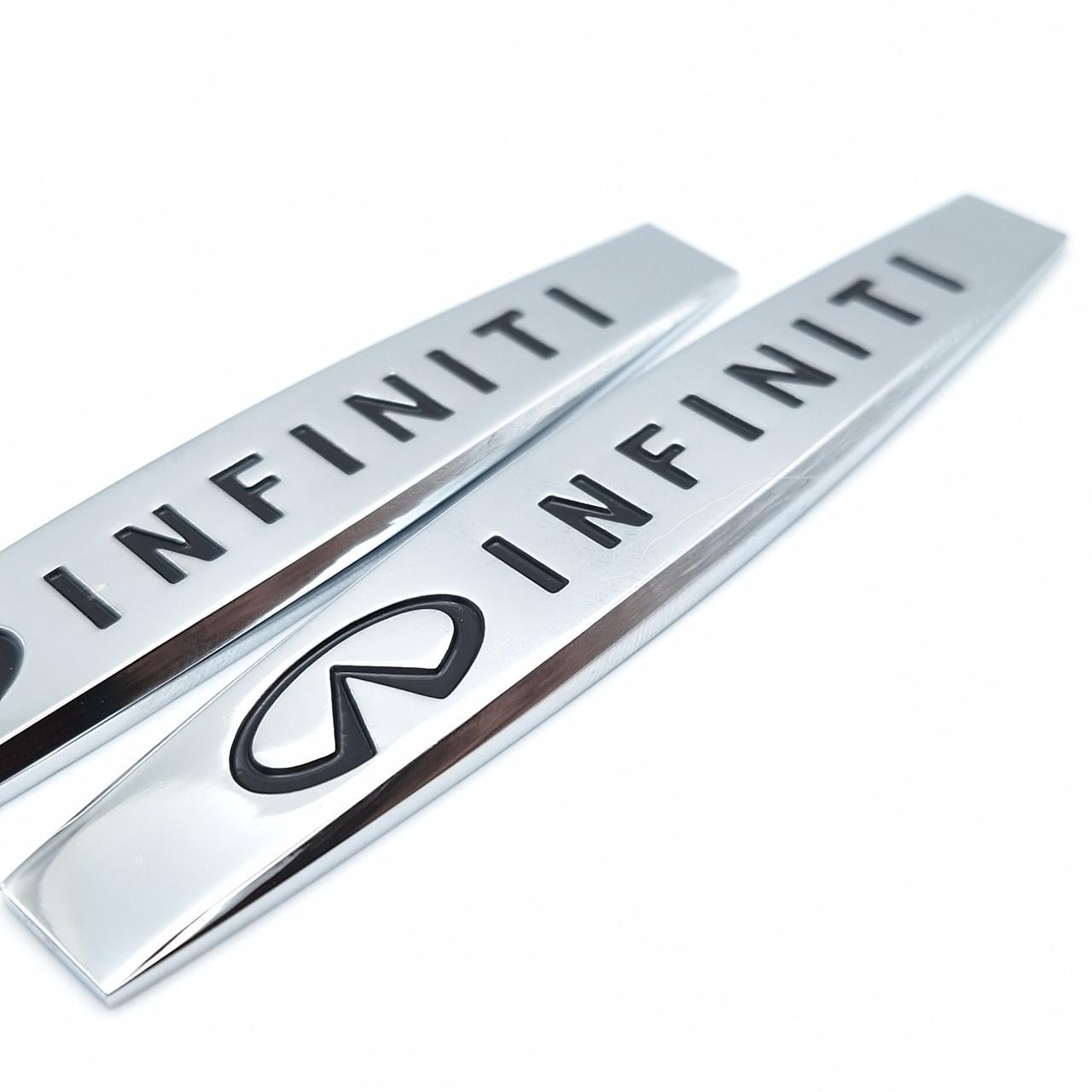 Эмблема на крылья Infiniti 10х1,8 см Хром глянцевый (1996589144)