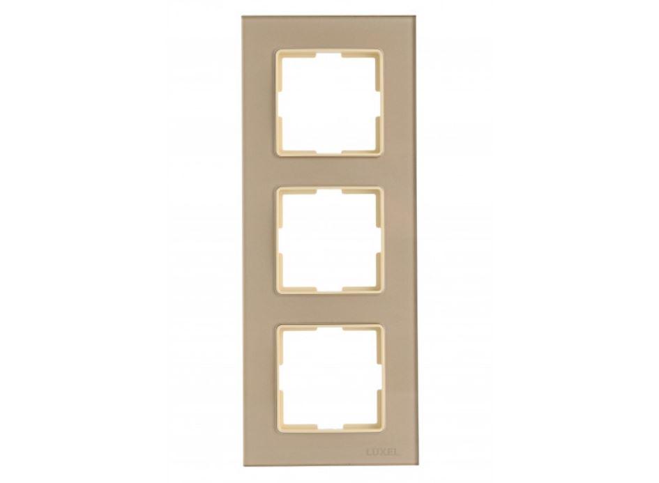 Рамка тройная JAZZ latte стеклянная вертикальная (0328)