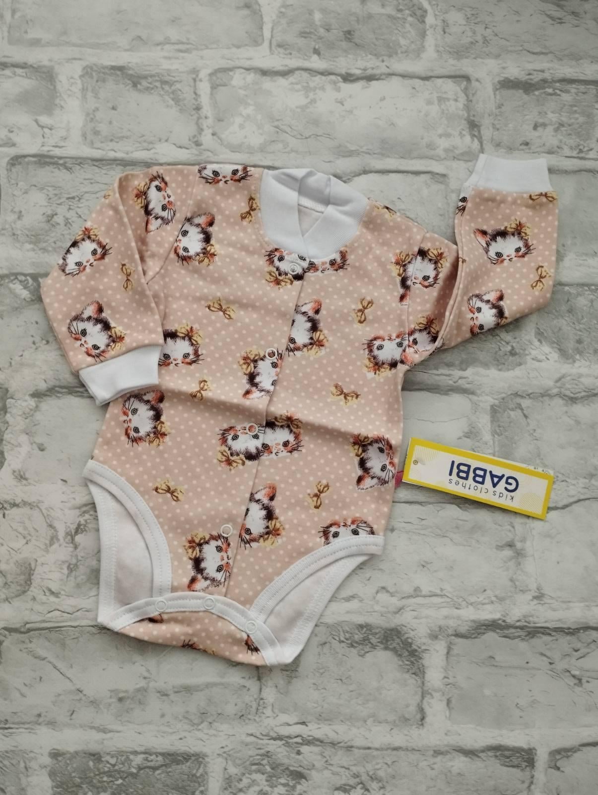 Боді для малюків GABBI з принтом котики 68-74 cм Бежевий (0366) Боді для малюків GABBI з принтом котики 68-74 cм Бежевий (0366)