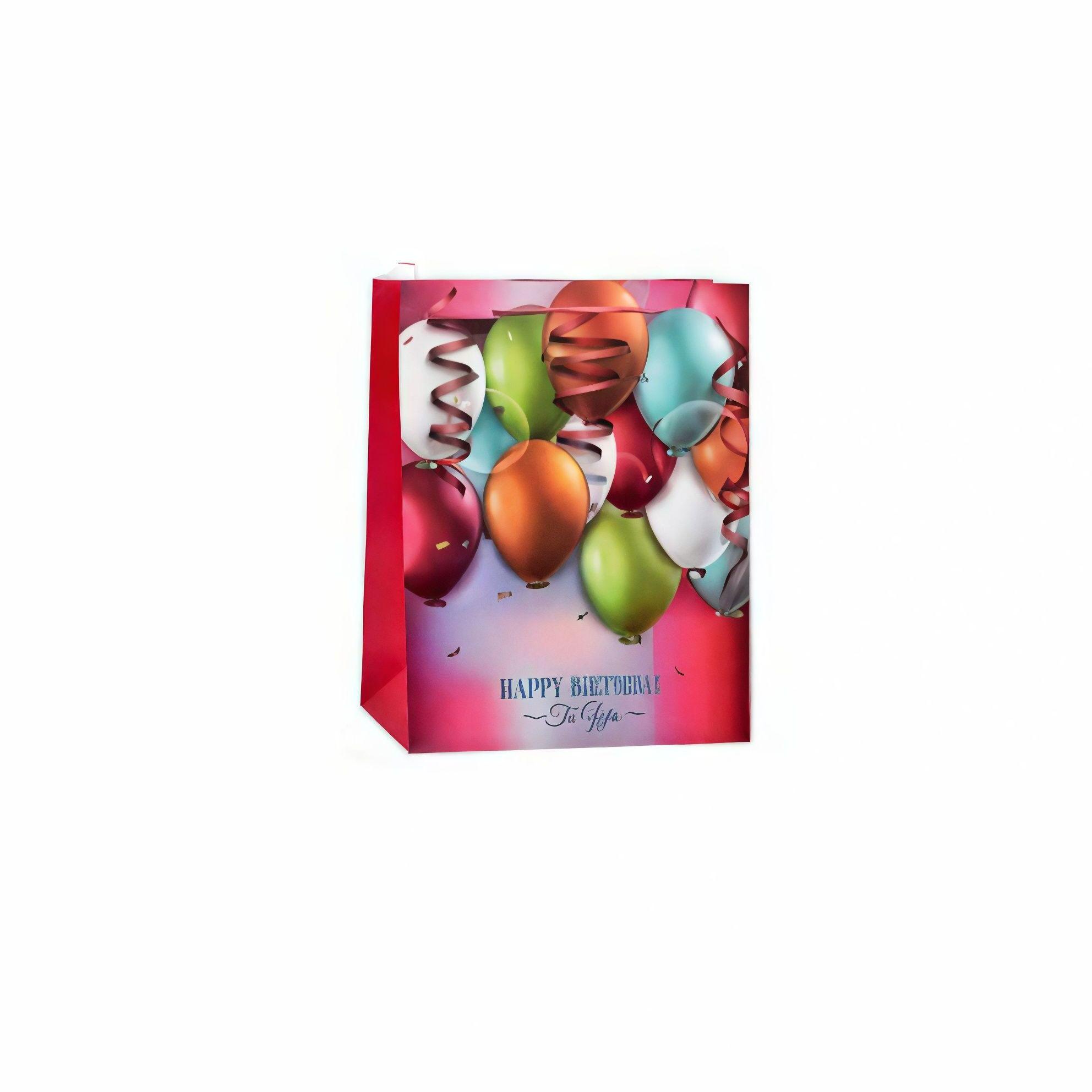 Подарочный пакет бумажный Stenson Happy Birthday R95498-S 18х23х10 см Красный (23688674)