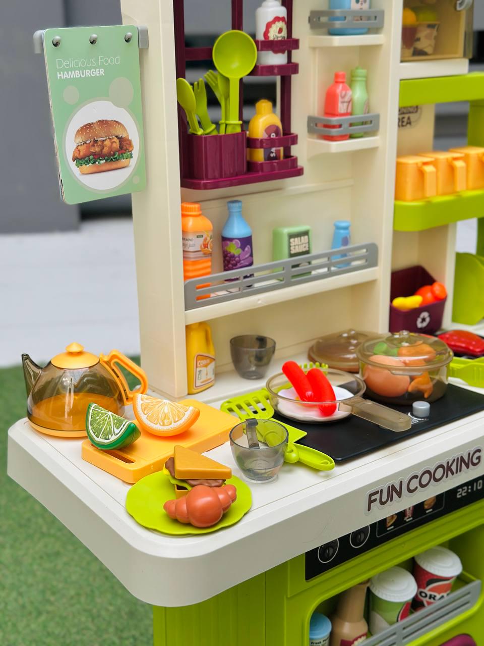 Кухня игровая высотой 100 см и 91 аксессуаром Зеленый (2443) - фото 4 Кухня игровая высотой 100 см и 91 аксессуаром Зеленый (2443) - фото 4