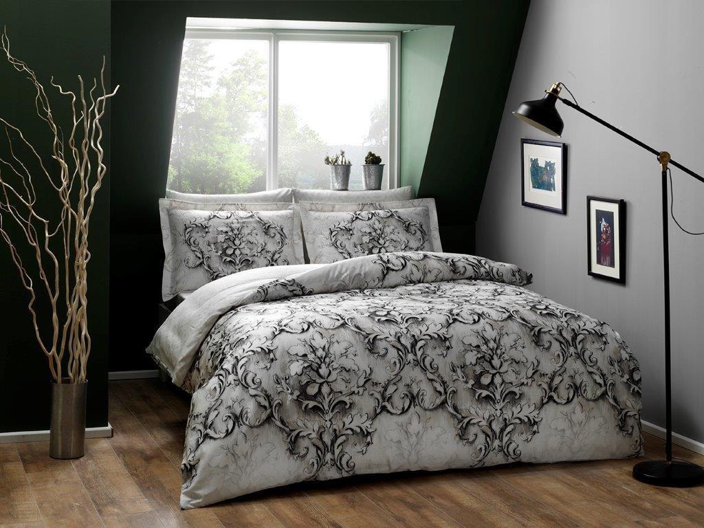 Постельное белье TAC Digital Carissa gri v01 евро Серый (2000022193436)
