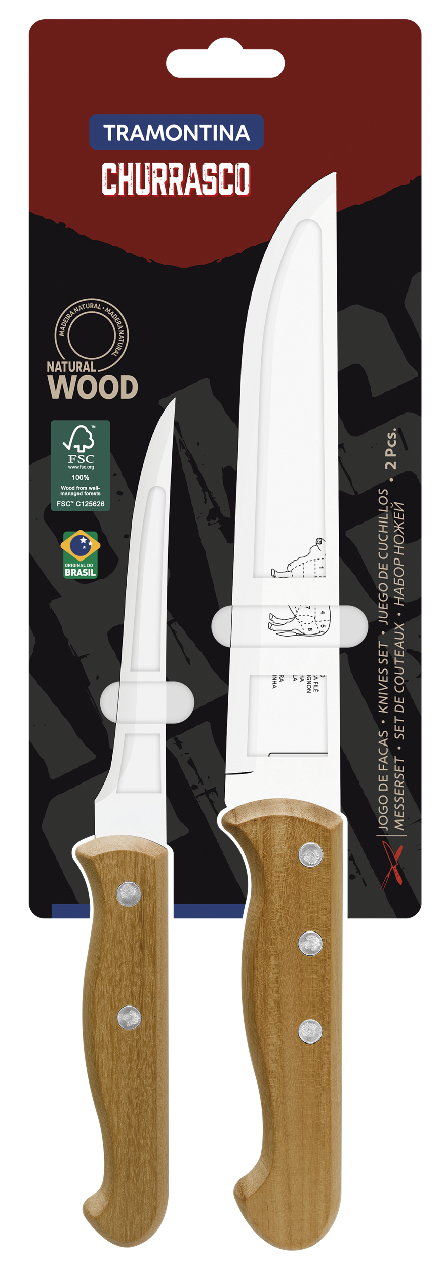 Набор ножей Tramontina Barbecue 2 шт. дерево (UG-22399/088)