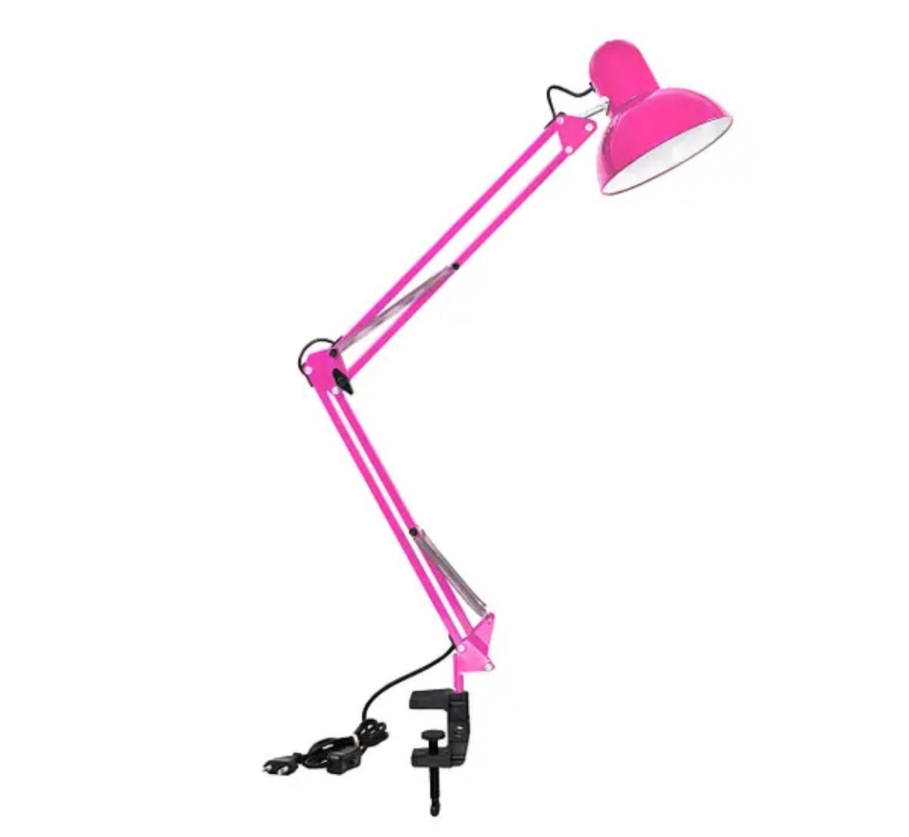 Настільна лампа LUO-02 на гнучкій ніжці на струбціні Рожевий