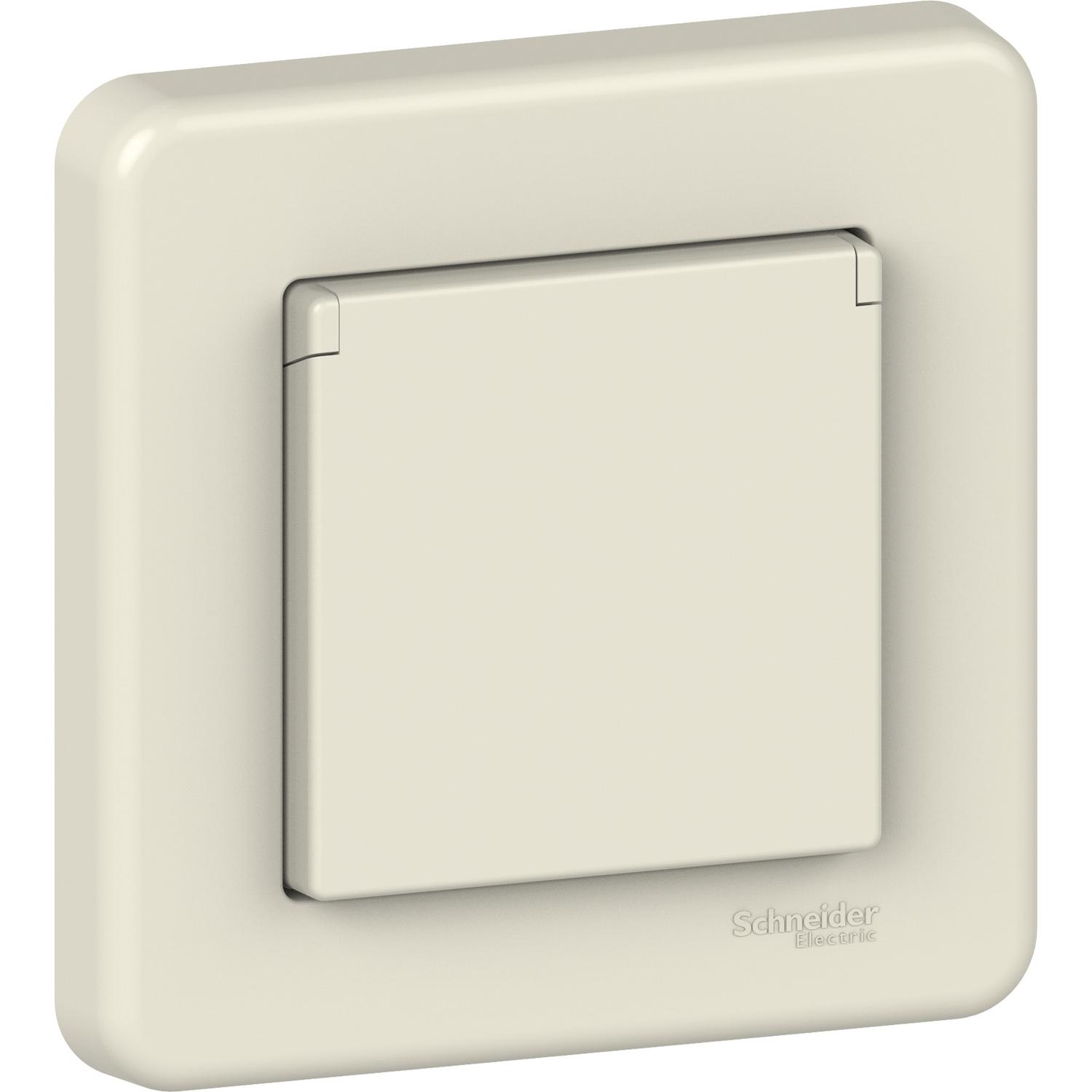 Розетка Schneider Electric Leona с крышкой и заземлением Кремовый (LNA3100223)