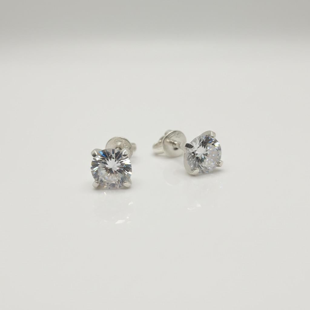 Серьги серебряные Король винтики белые камни 925° 2,09 г (2335)