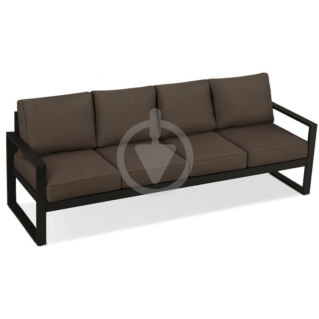 Диван металлический AVVS Бостон лофт с подлокотниками рогожка 250 см Коричневый - фото 1