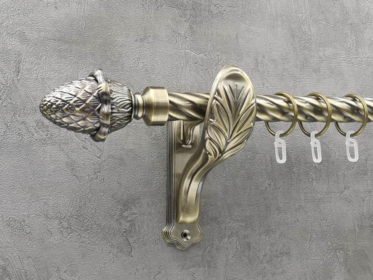 Карниз Quadrum Шишка витая штанга одинарный ретро 25 мм 300 см Антик (262041471)