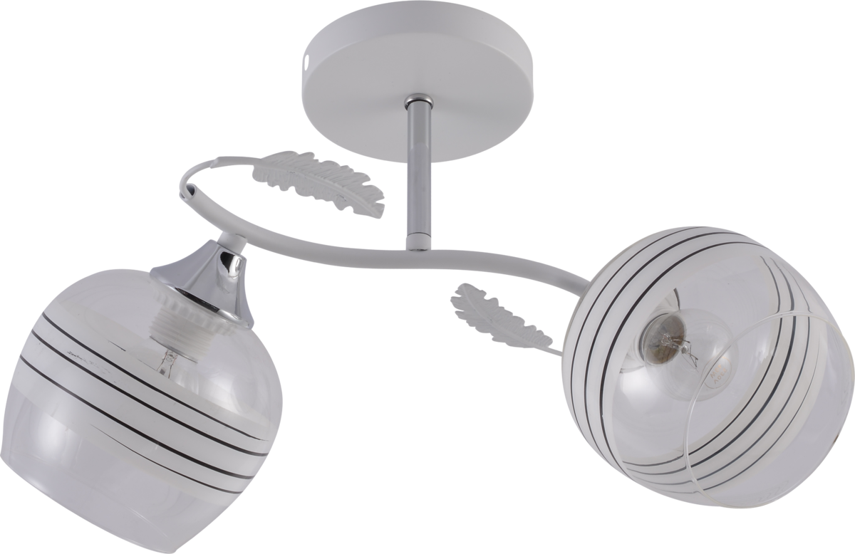 Люстра потолочная Light House SRS-20727/2 плафон прозрачный/белый с узором Белый/Хром