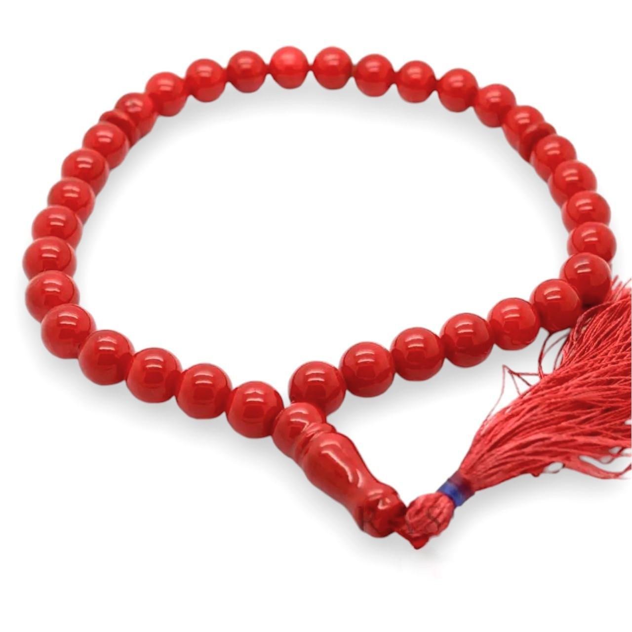 Чотки з каменю Корал на 33 намистини 12 мм 1 шт. (НК0012ч07)