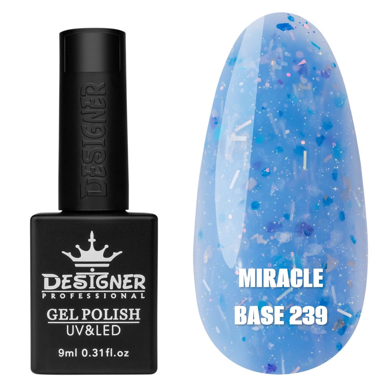База цветная камуфлирующая Miracle base Дизайнер с хлопьями Юки для ногтей 9 мл 239