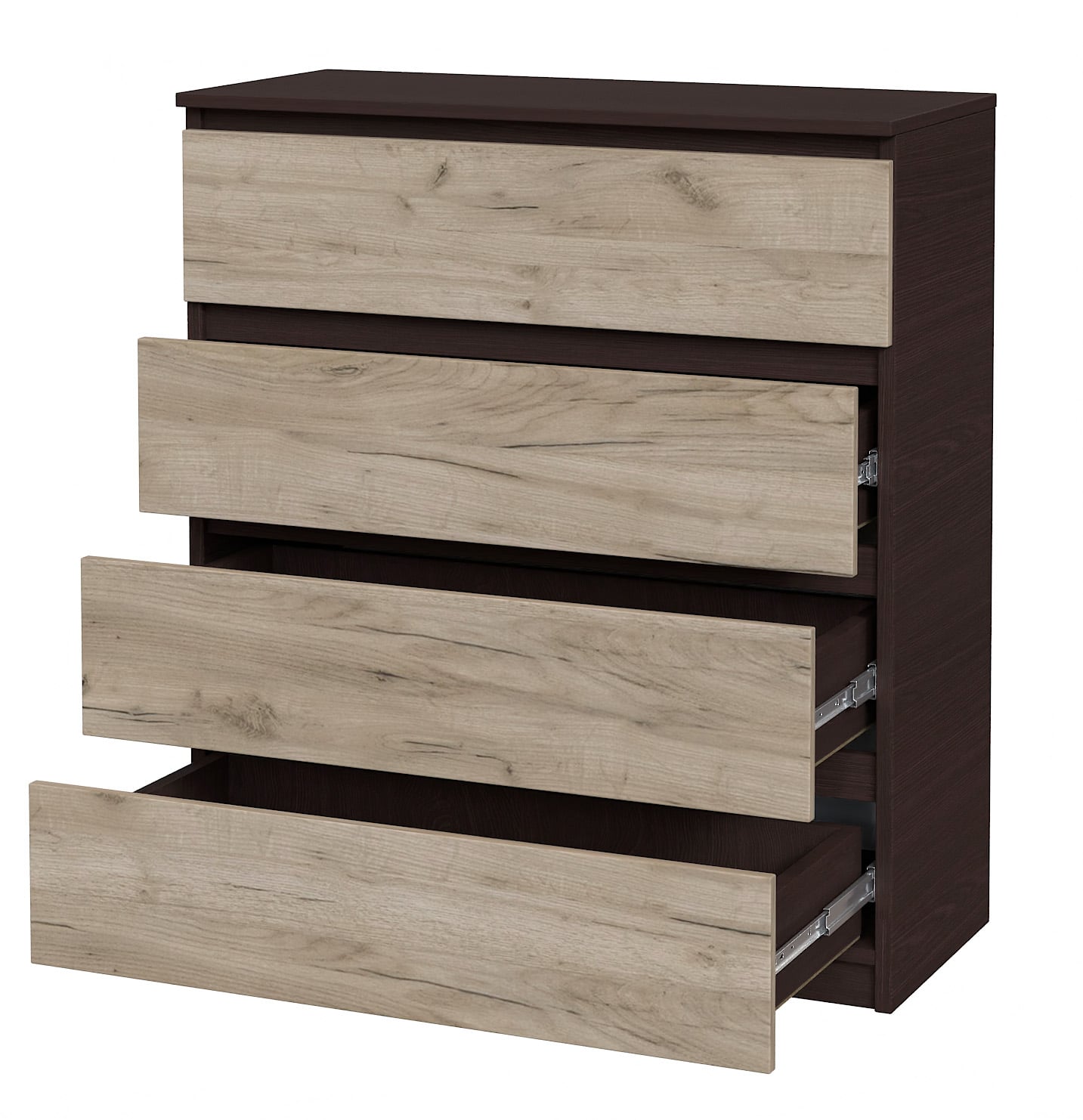Комод Мастер Форм с 4 выдвижными ящиками 90х37,6х95 см Венге/Дуб крафт серый (6490a51ee5e04153c430c842) Комод Мастер Форм с 4 выдвижными ящиками 90х37,6х95 см Венге/Дуб крафт серый (6490a51ee5e04153c430c842)