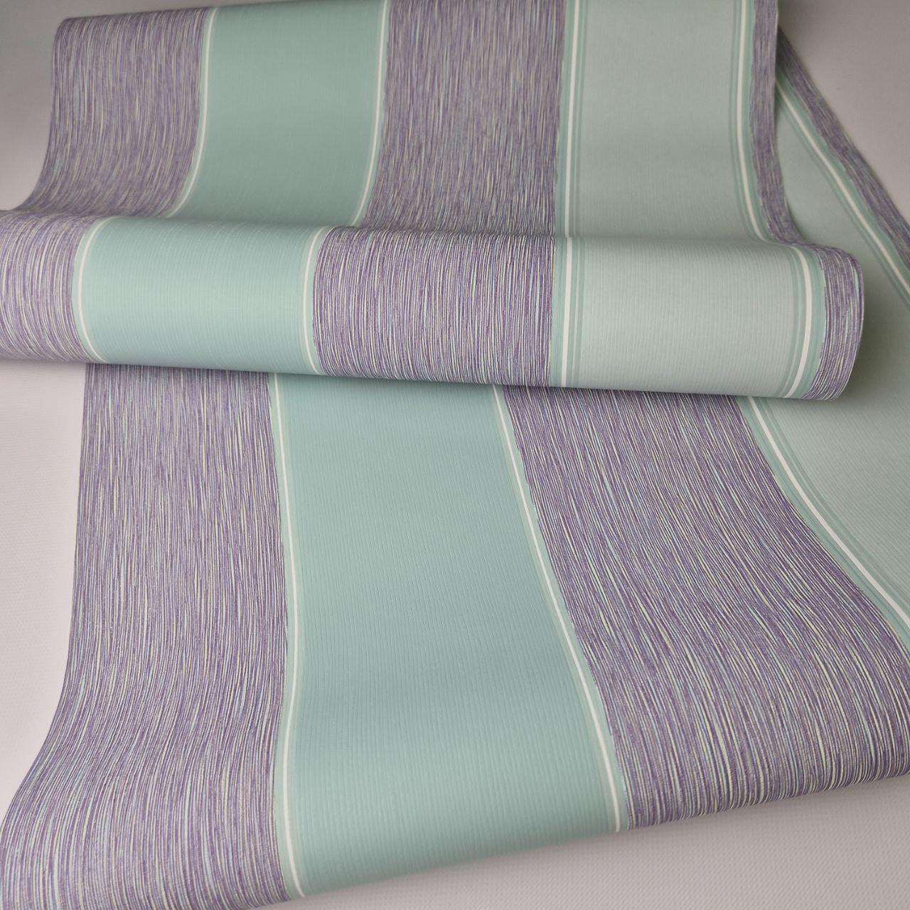 Обои виниловые Marburg Homestory с рельефной полоской для спальни/гостиной 10,05x0,53 м Бирюзовые/Фиолетовый (54644)