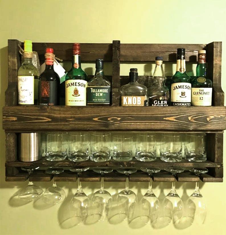 Полка для вина настенная из дерева Шитома Эспрессо (ПНК-009335)