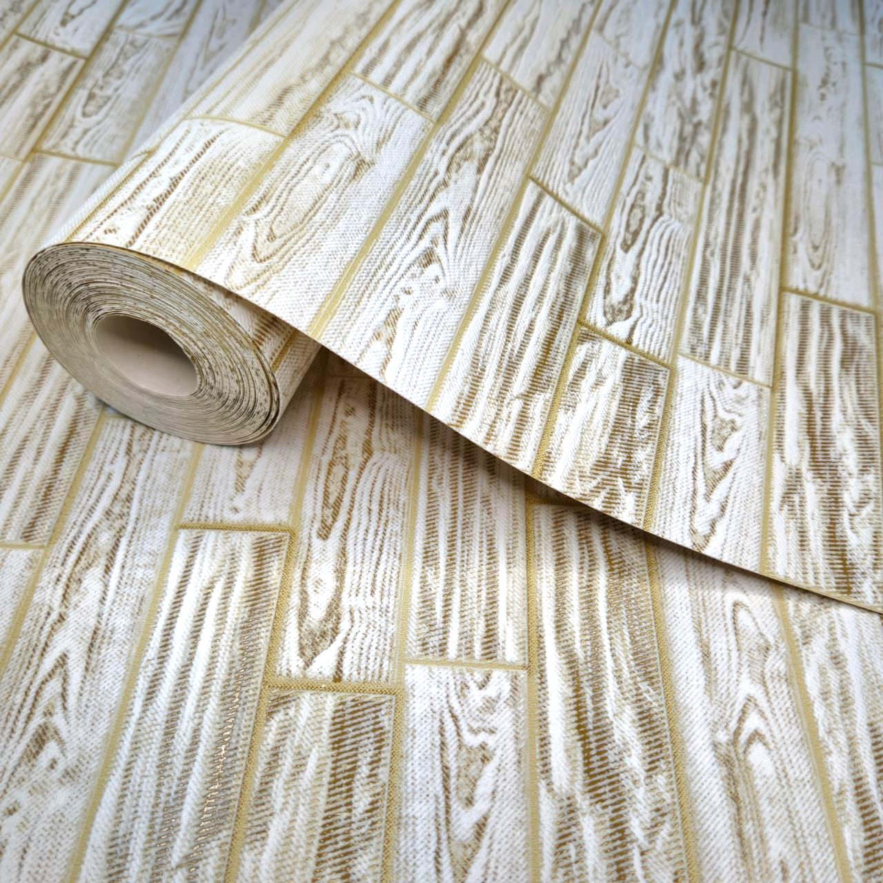 Обои виниловые бумажные Славянские обои 9419-02 под дерево в спальню/на кухню/в коридор/комнату 10x0,53 м Бежевый (2525765862)