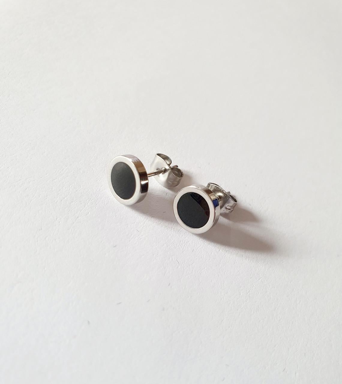 Серьги гвоздики из медицинской стали Черный (1758025977)