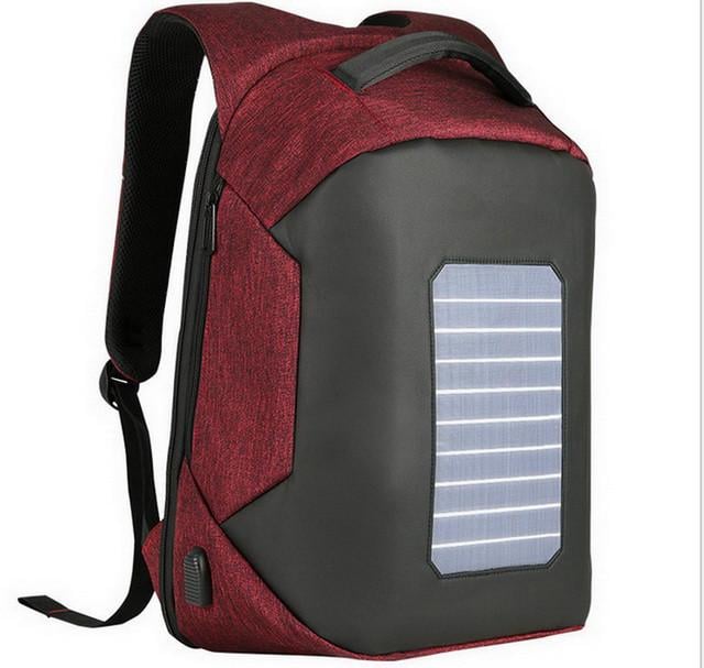 Рюкзак SUNROZ Solar Backpack SUN0425 с солнечной панелью Серо-Красный