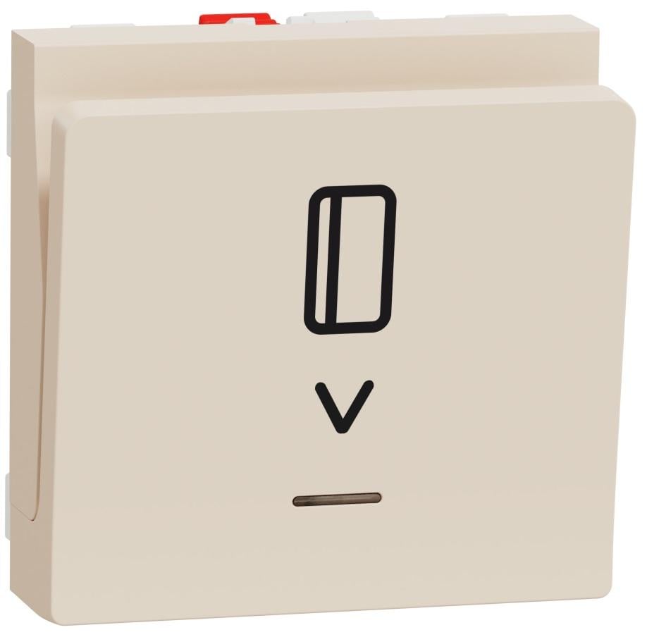 Выключатель Schneider Electric Unica New карточный с подсветкой 10 А 2 модули ABS-UV Бежевый (NU328344)