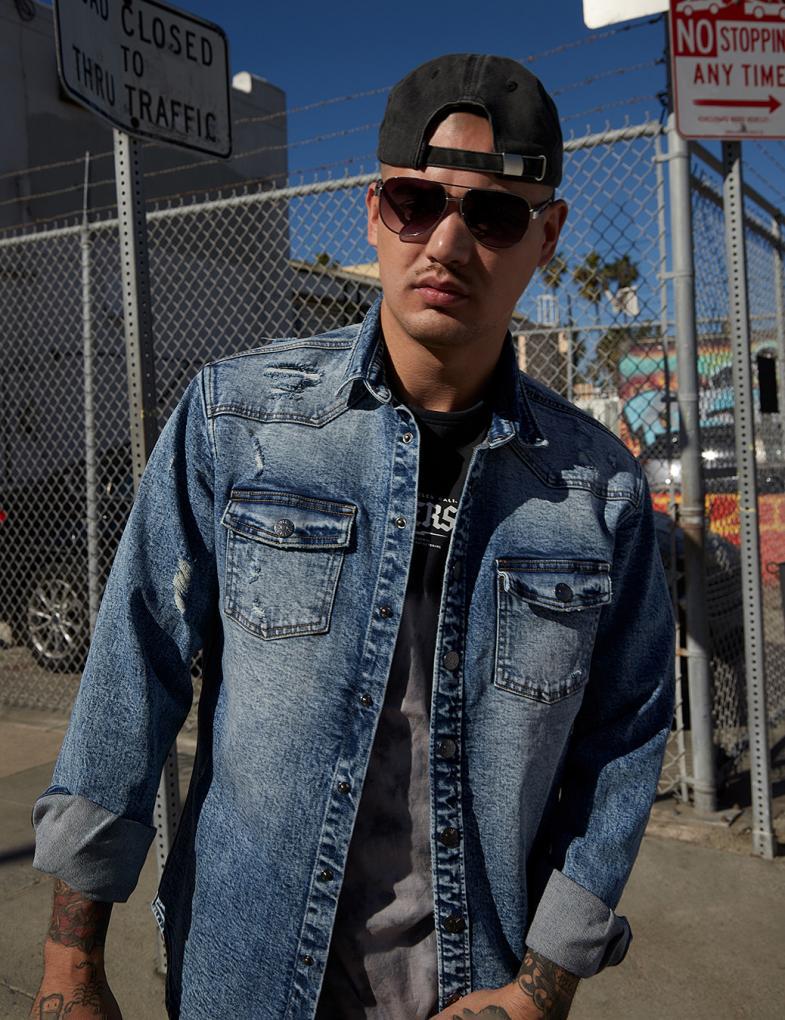 Сорочка джинсова чоловіча Diverse DENVER LG 2XL Блакитний (5902598825759)