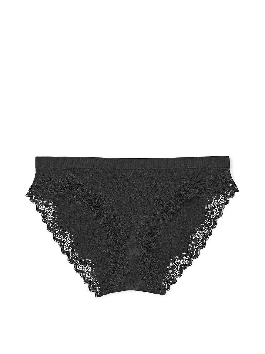 Трусики Victoria’s Secret Stretch Cotton Lace-Trim Bikini Panty Black M Черный (26806071)